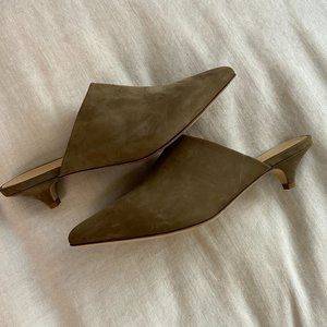 Jenni Kayne Suede Green Kitten Heel Mule